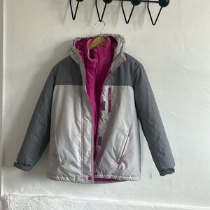 Eddie Bauer pink detachable snow jacket size 10-12.
